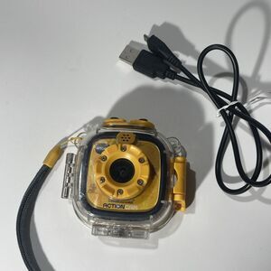 VTech Kidizoom Action Cam Yellow Sports Camera Tested Working Charging Cable